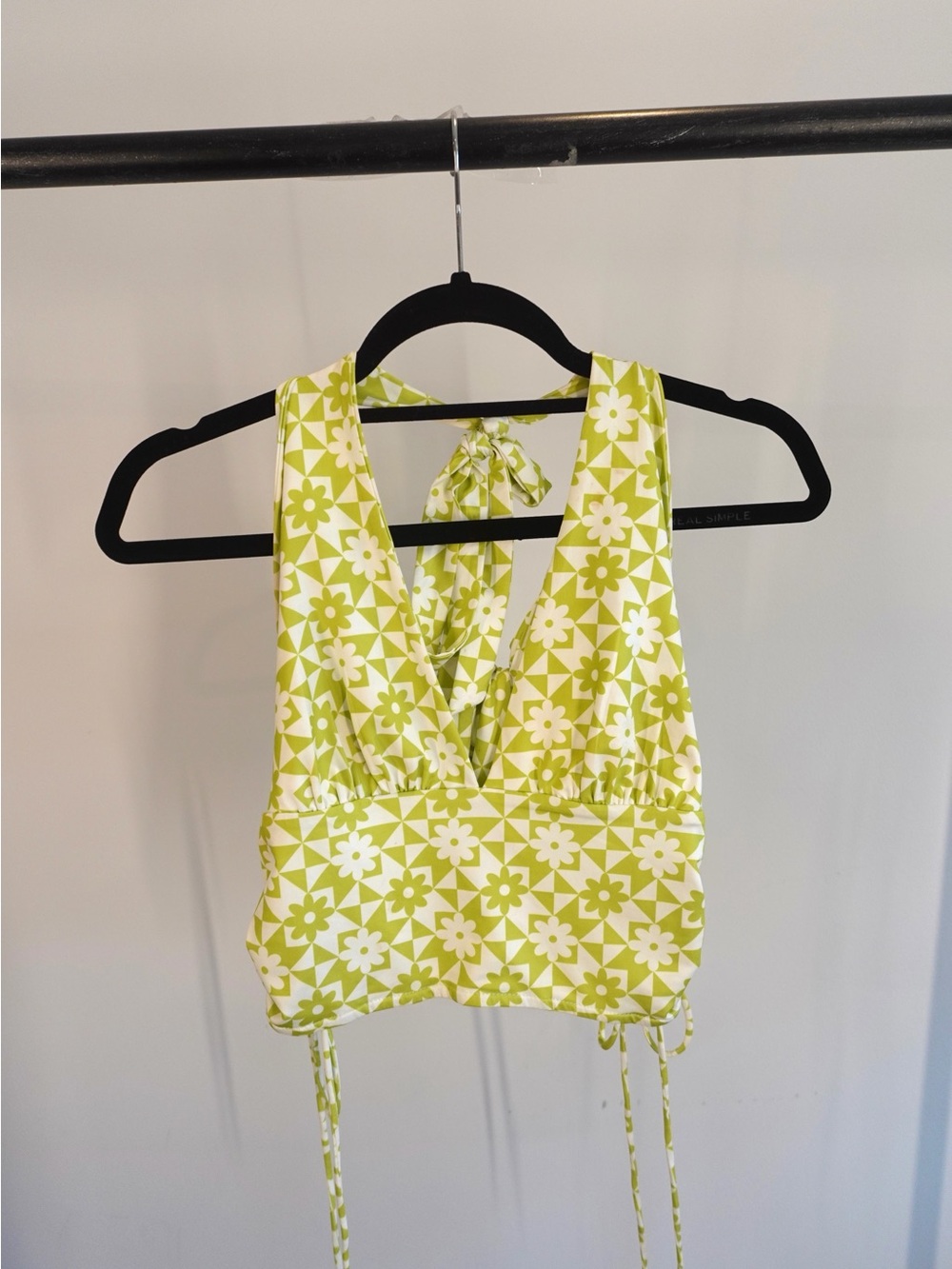 Princess Poly Lime Green Floral Halter Tank Crop Top